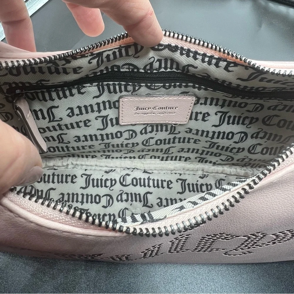 Juicy Couture Pink zip top Obsession Handbag with rhinestone logo